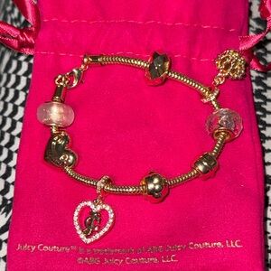 Juicy Couture 7.5” Heart Pack Bead Bracelet (NWT)